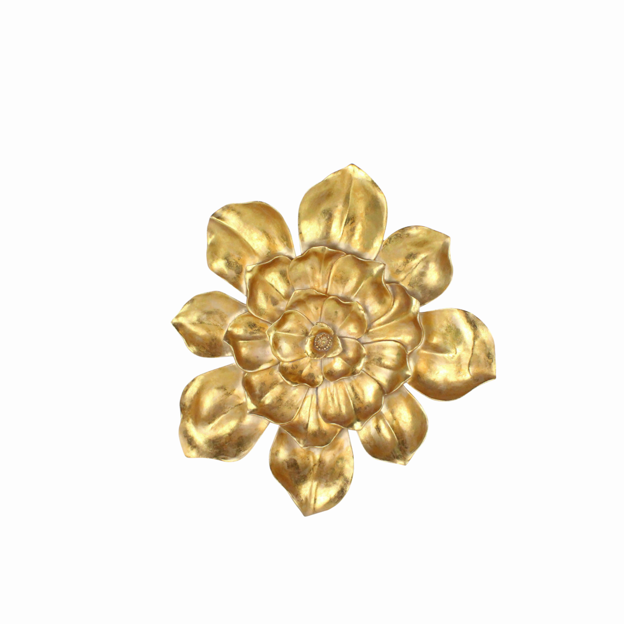 Polyresin Frame Blooming Flower Wall Accent, Large, Gold- Saltoro Sherpi