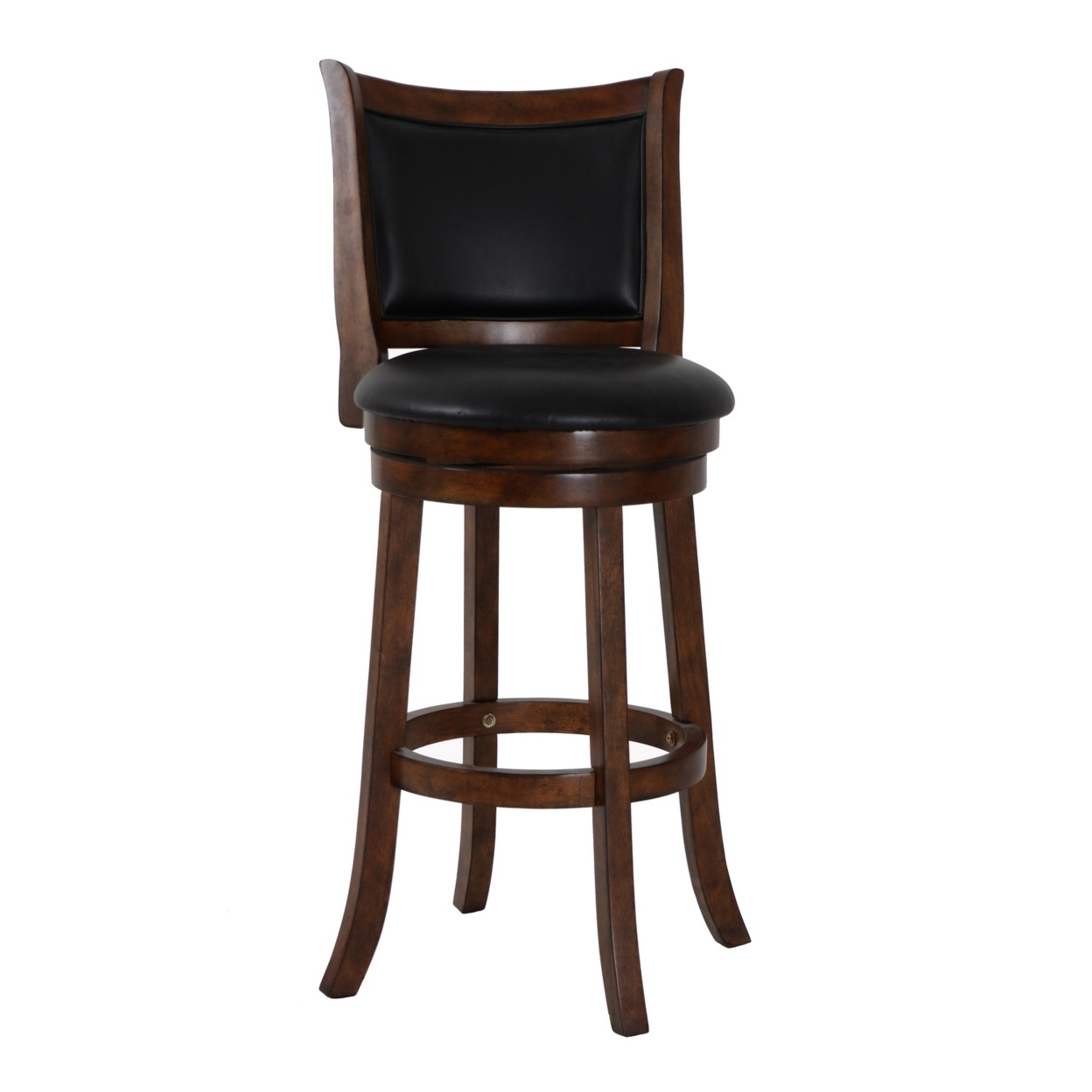 Curved Swivel Barstool With Leatherette Padded Seating, Brown And Black- Saltoro Sherpi