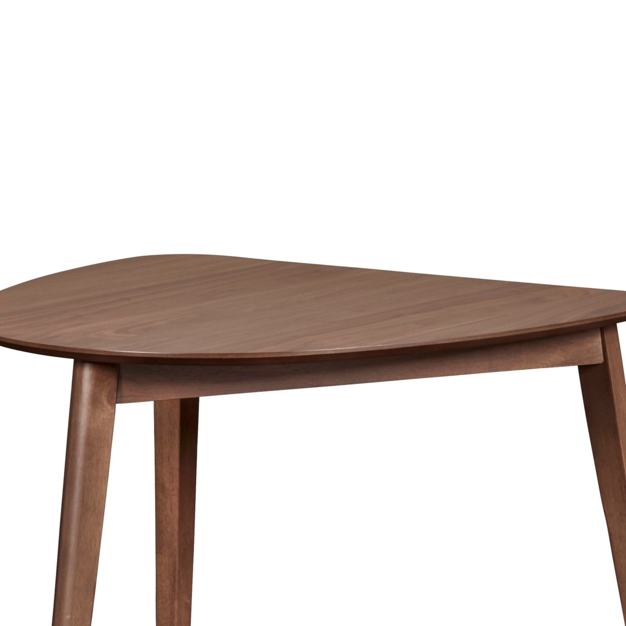 Mid Century Triangular Corner Table With Grain Details, Walnut Brown- Saltoro Sherpi