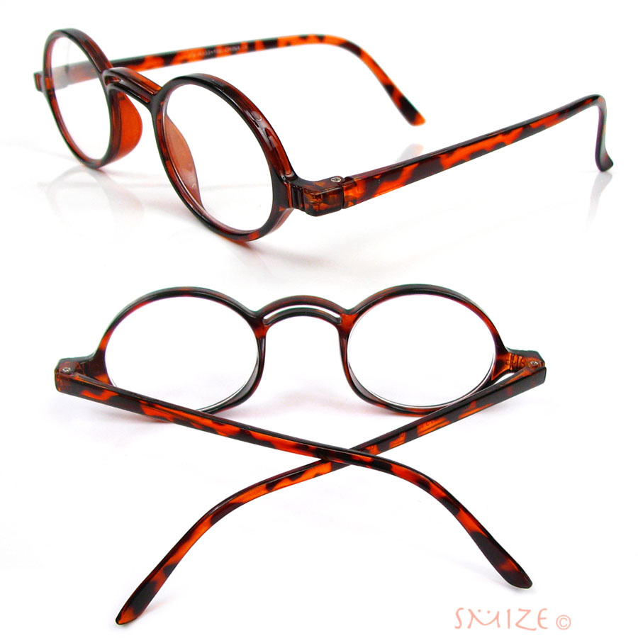 Retro Style Small Round Reading Glasses Single Vision Full Frame Readers - Tortoise, +1.25
