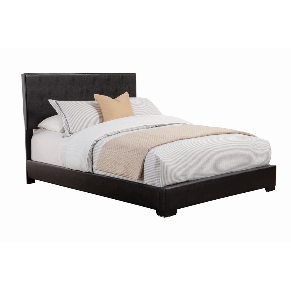 Contemporary Style Leatherette Full Size Panel Bed, Black- Saltoro Sherpi