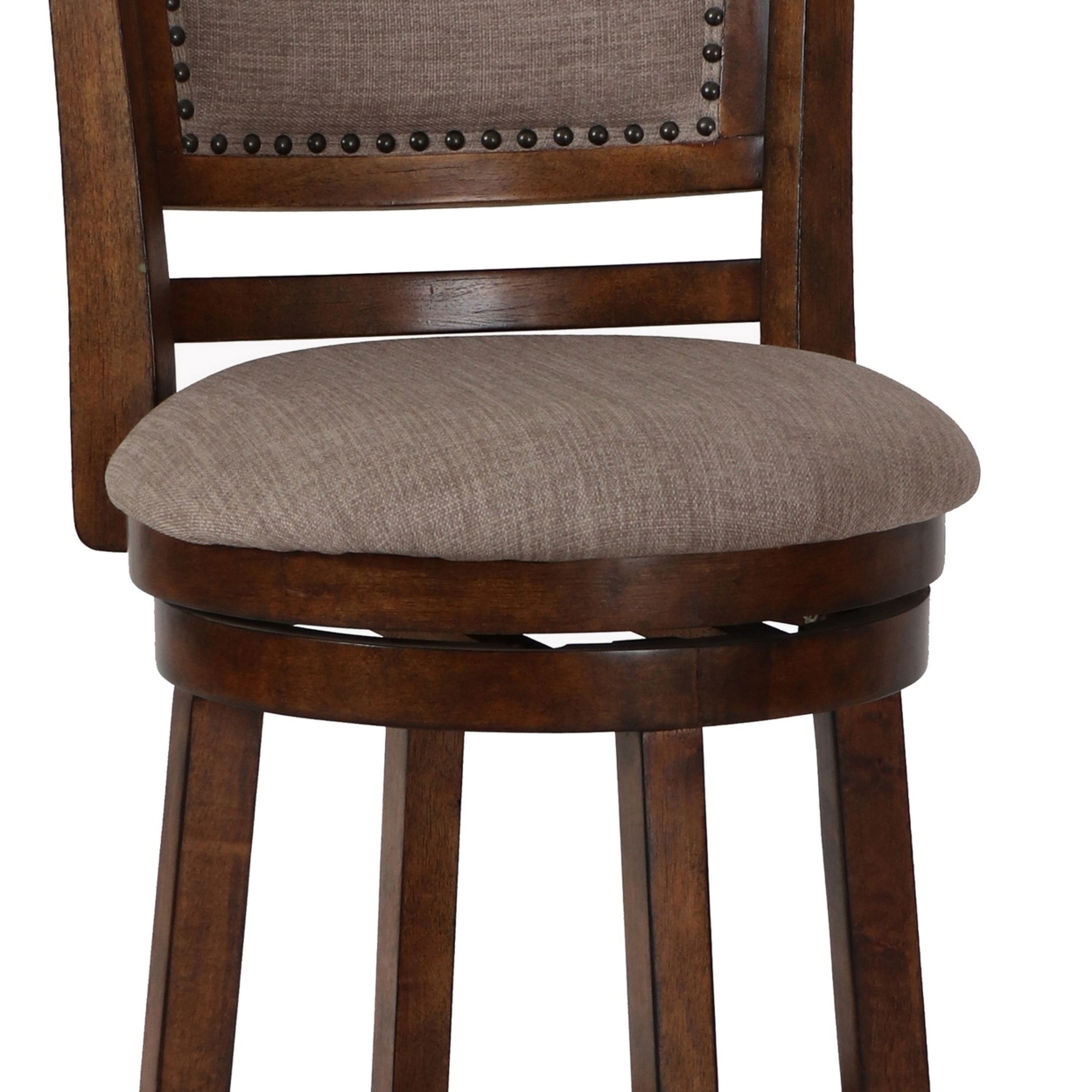 Curved Swivel Counter Stool With Fabric Padded Seating, Brown And Beige- Saltoro Sherpi
