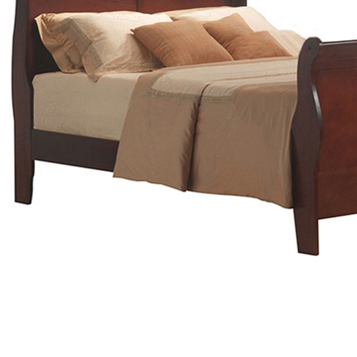 Wooden Full Size Bed With Slat Kit, Brown- Saltoro Sherpi