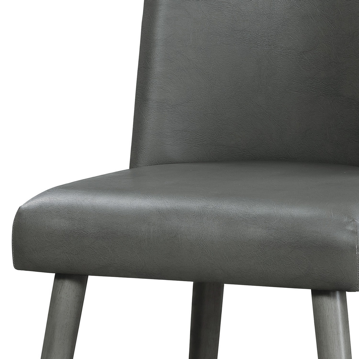 Leatherette Dining Chair With Splayed Wooden Legs, Set Of 2, Gray- Saltoro Sherpi