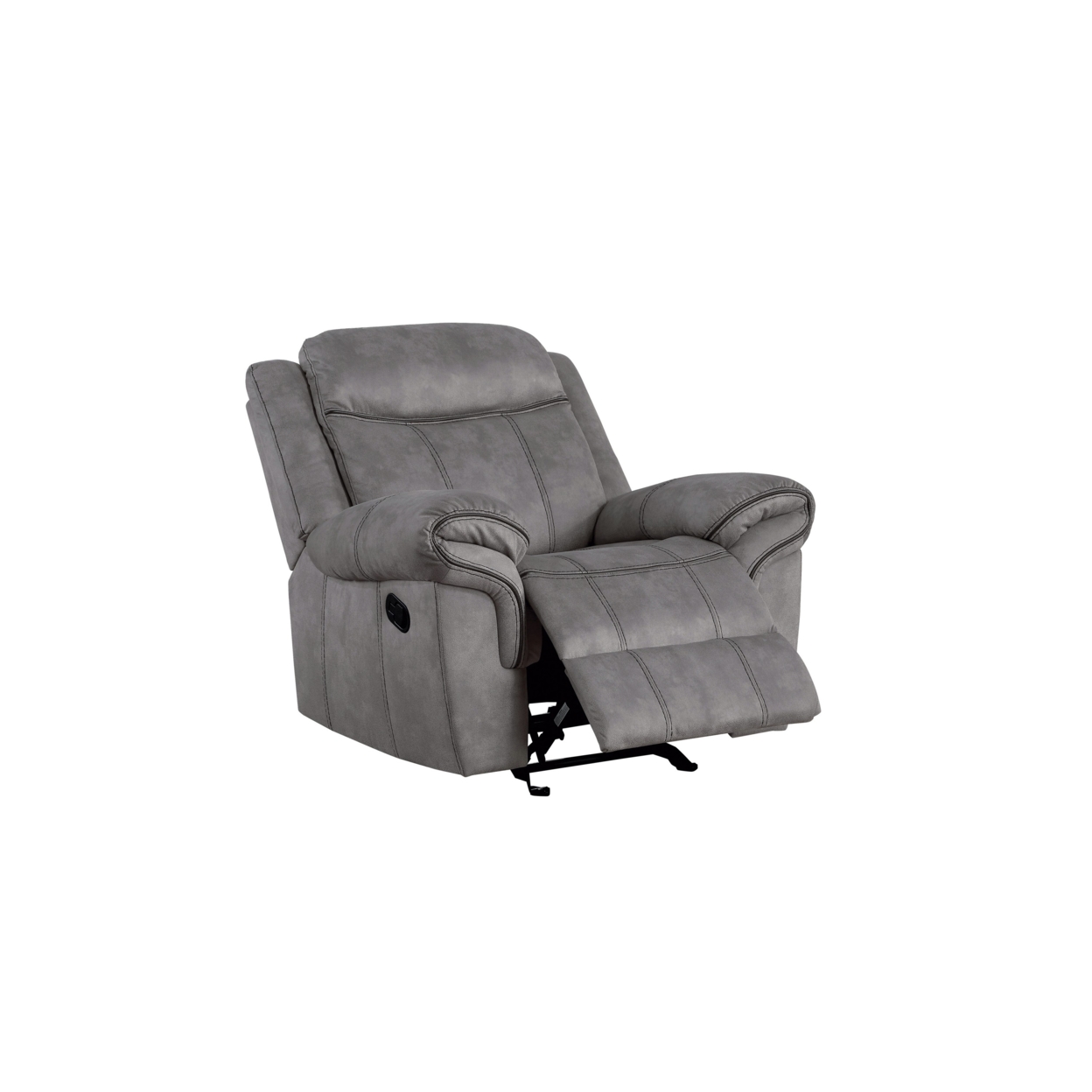 42 Inch Recliner Club Chair, Split Back, Pillow Top, Light Gray Fabric