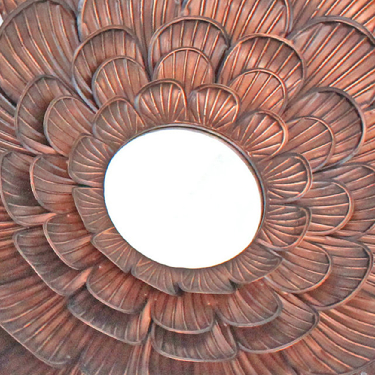 Blooming Metal Flower Wall Decor Mirror, Set Of 3, Copper- Saltoro Sherpi
