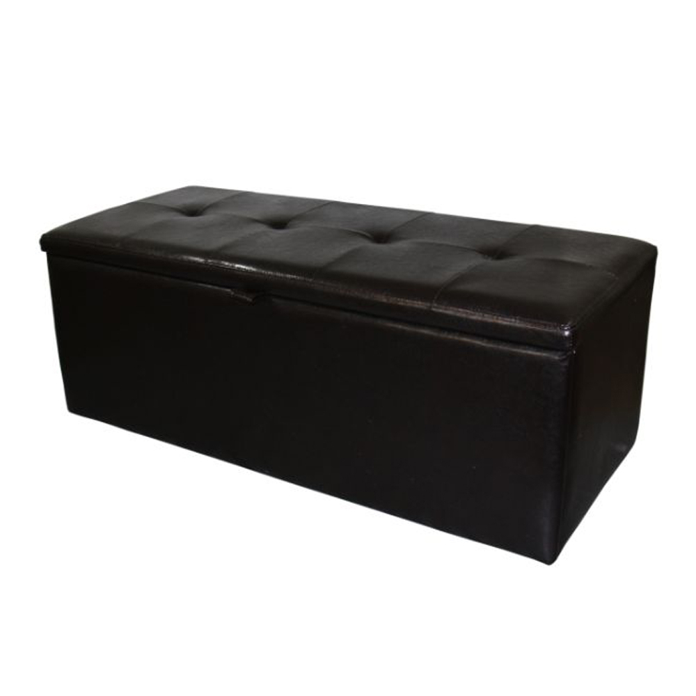 Wooden Shoe Storage Bench With Tufted Leatherette Seating, Dark Brown- Saltoro Sherpi