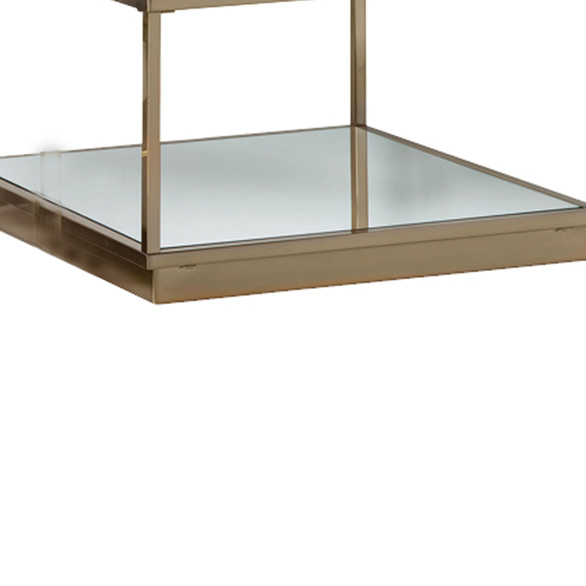 Glass Top Square Contemporary Table With Tubular Metal Base, Gold- Saltoro Sherpi