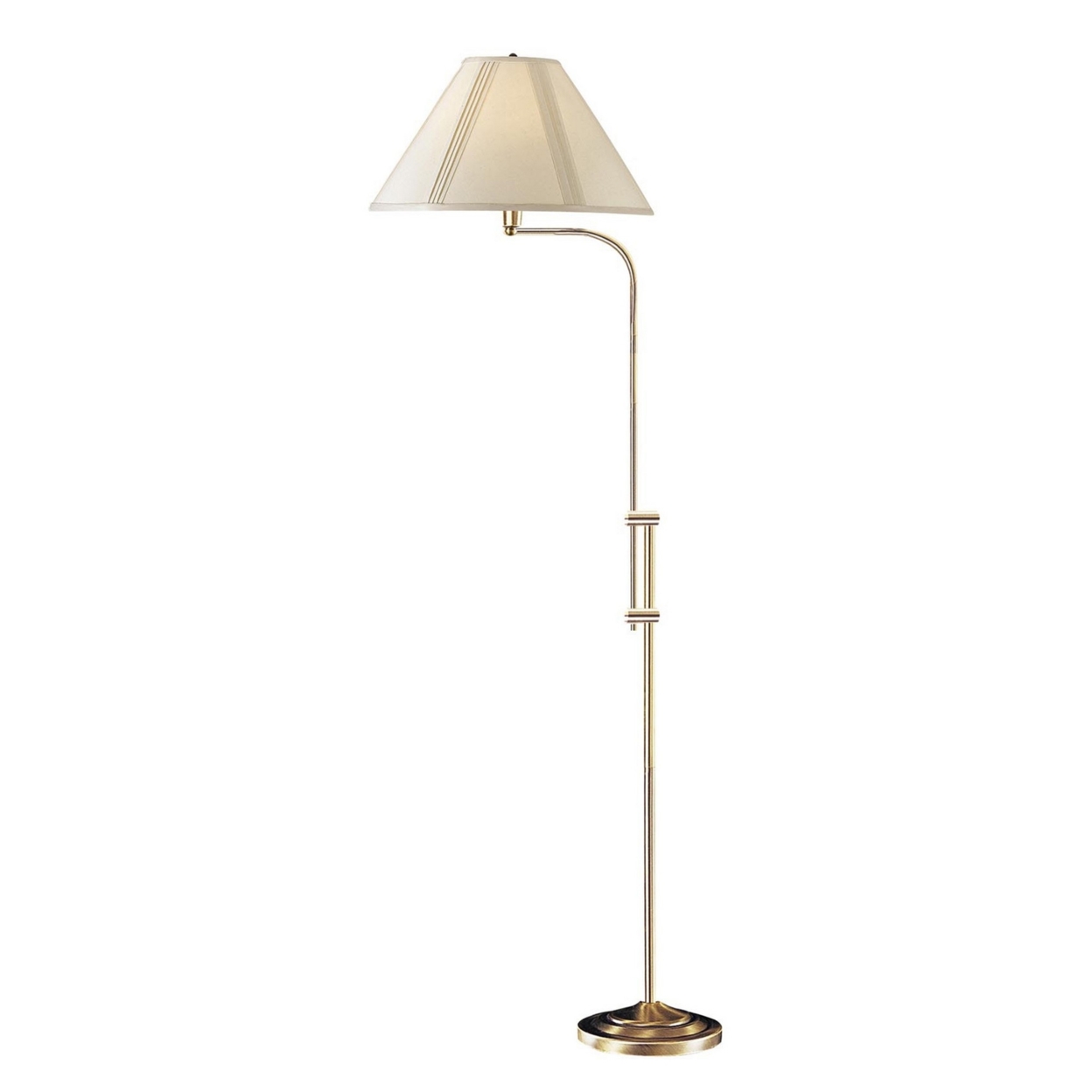 3 Way Metal Floor Lamp With And Adjustable Height Mechanism, Gold- Saltoro Sherpi
