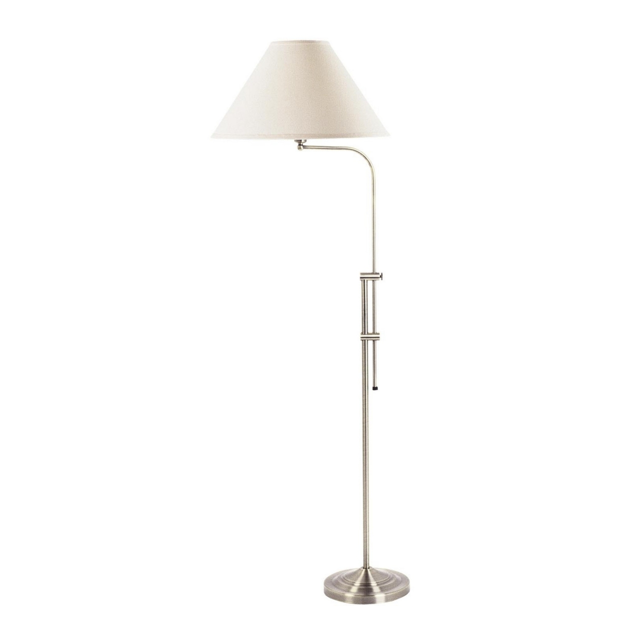 3 Way Metal Floor Lamp With And Adjustable Height Mechanism, Silver- Saltoro Sherpi