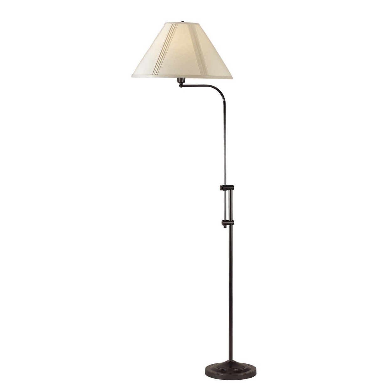 3 Way Metal Floor Lamp With And Adjustable Height Mechanism, Bronze- Saltoro Sherpi