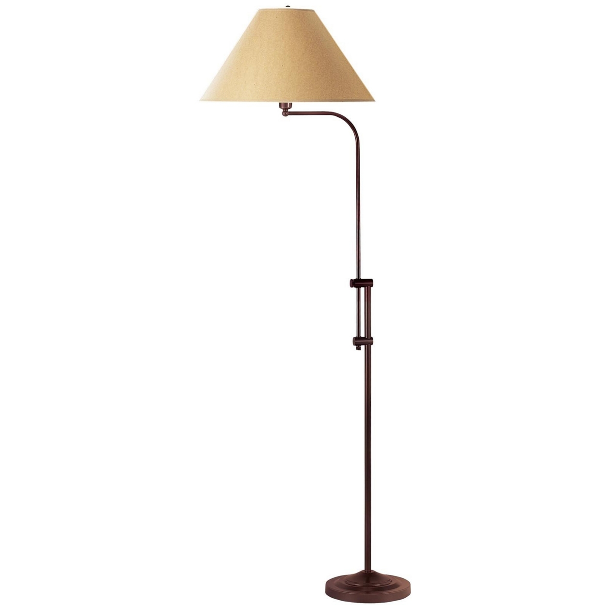 3 Way Metal Floor Lamp With And Adjustable Height Mechanism, Brown- Saltoro Sherpi