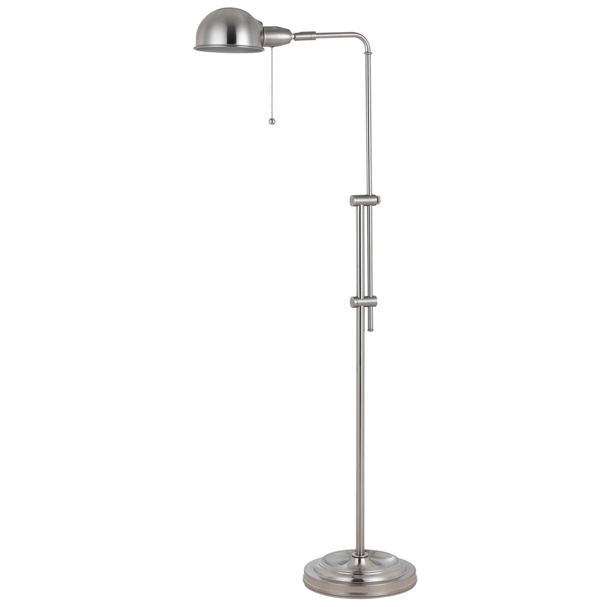 Adjustable Height Metal Pharmacy Lamp With Pull Chain Switch, Silver- Saltoro Sherpi
