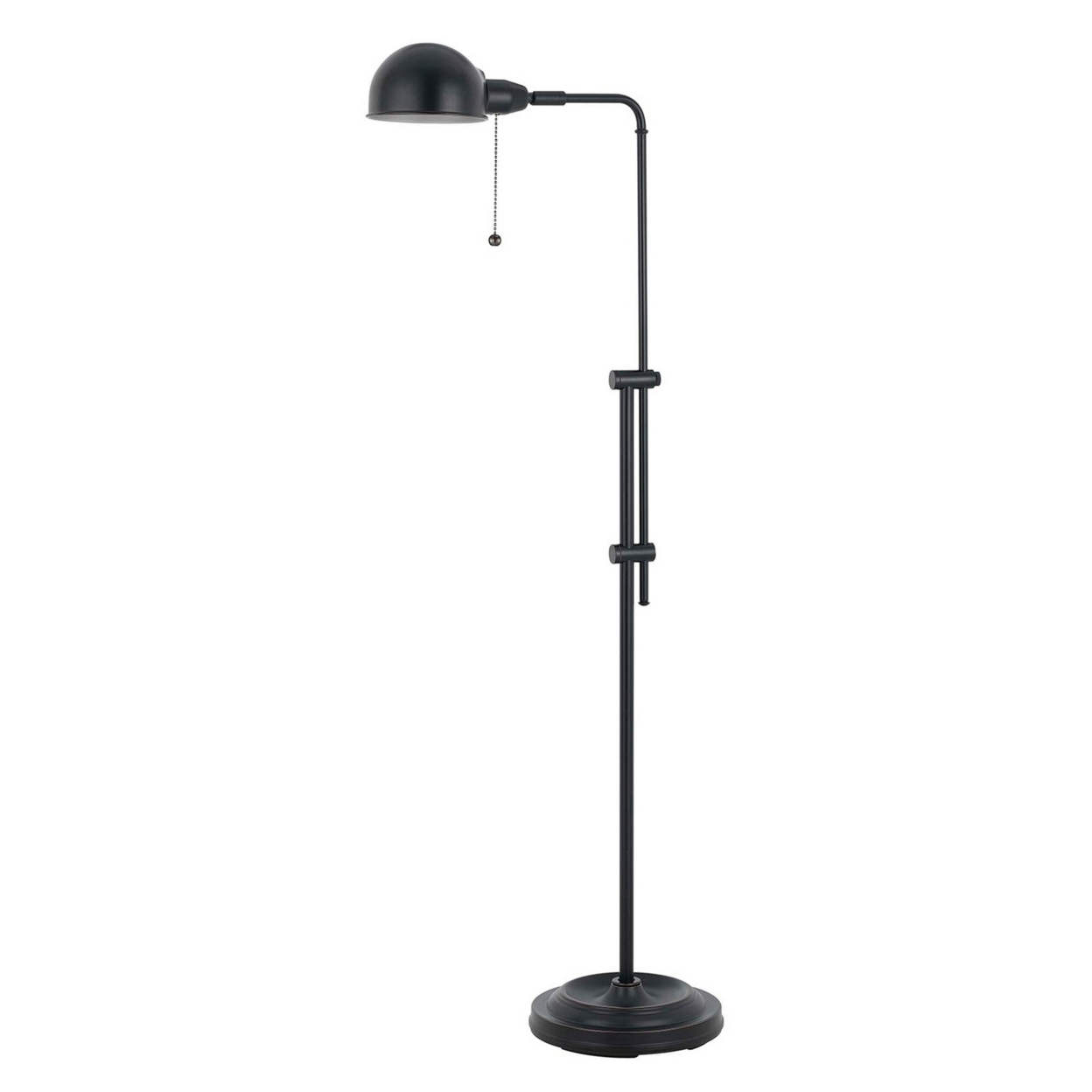 Adjustable Height Metal Pharmacy Lamp With Pull Chain Switch, Black- Saltoro Sherpi