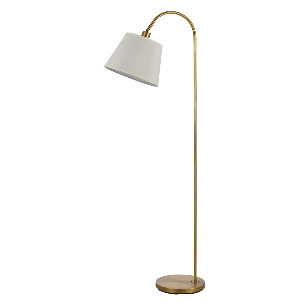 60 Watt Metal Floor Lamp With Gooseneck Shape And Stable Base, Gold- Saltoro Sherpi