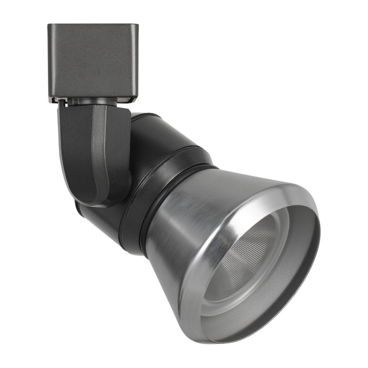 10W Integrated LED Metal Track Fixture With Cone Head, Black And Silver- Saltoro Sherpi