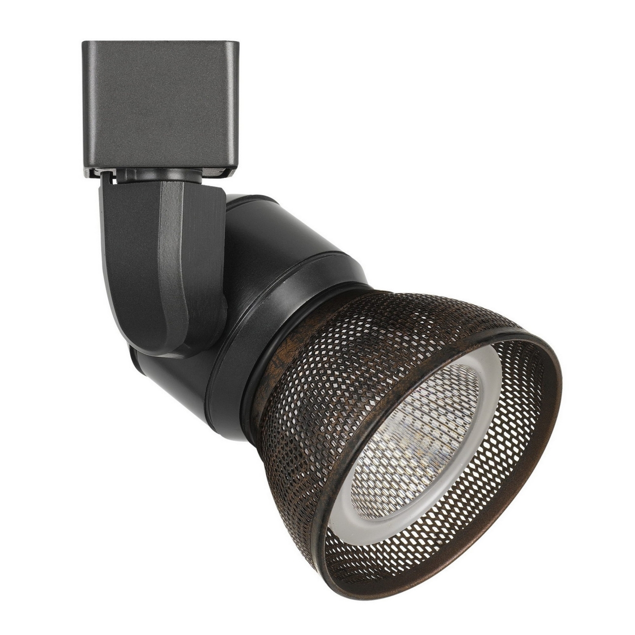 10W Integrated LED Metal Track Fixture With Mesh Head, Black And Bronze- Saltoro Sherpi