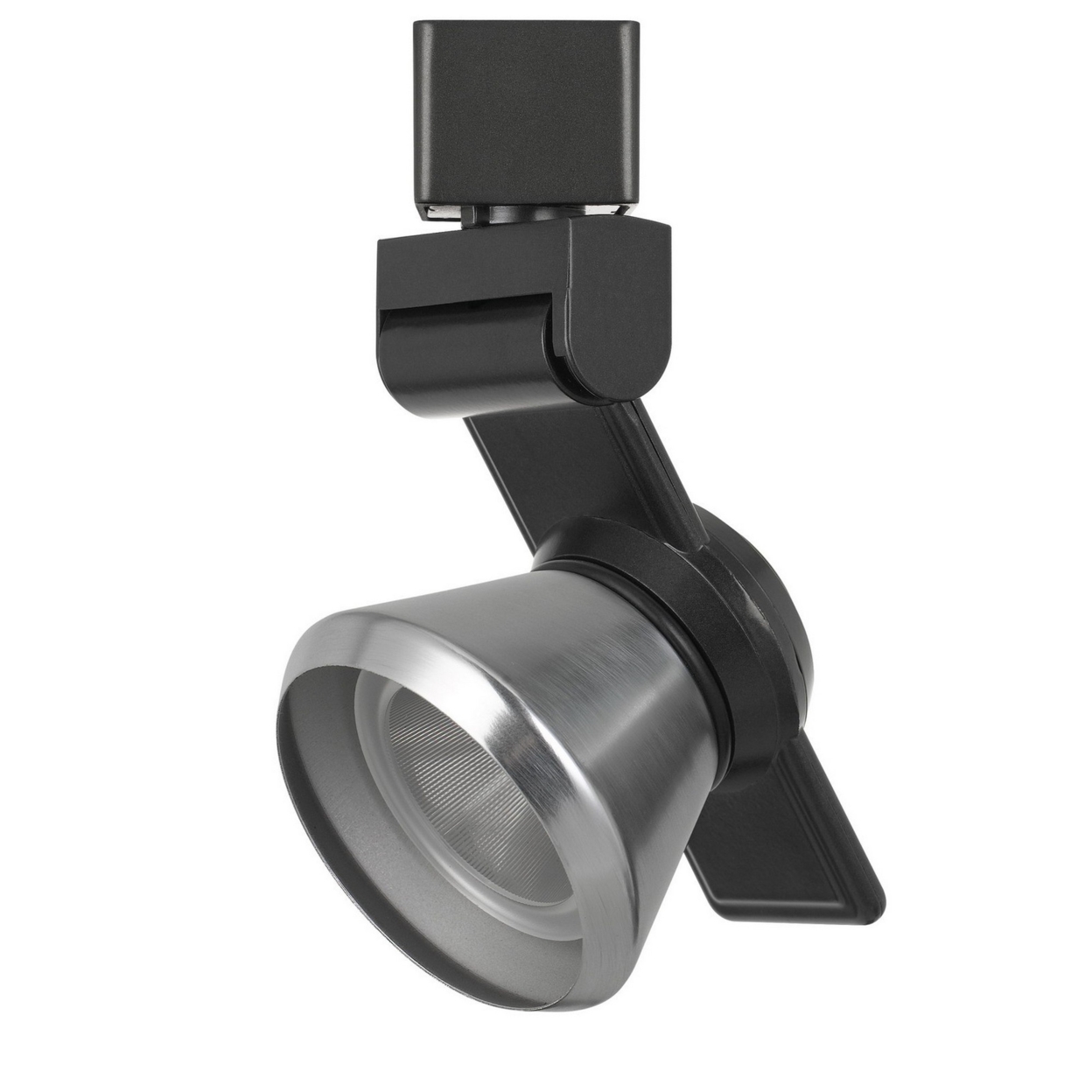 12W Integrated LED Metal Track Fixture, Silver Cone Head, Black