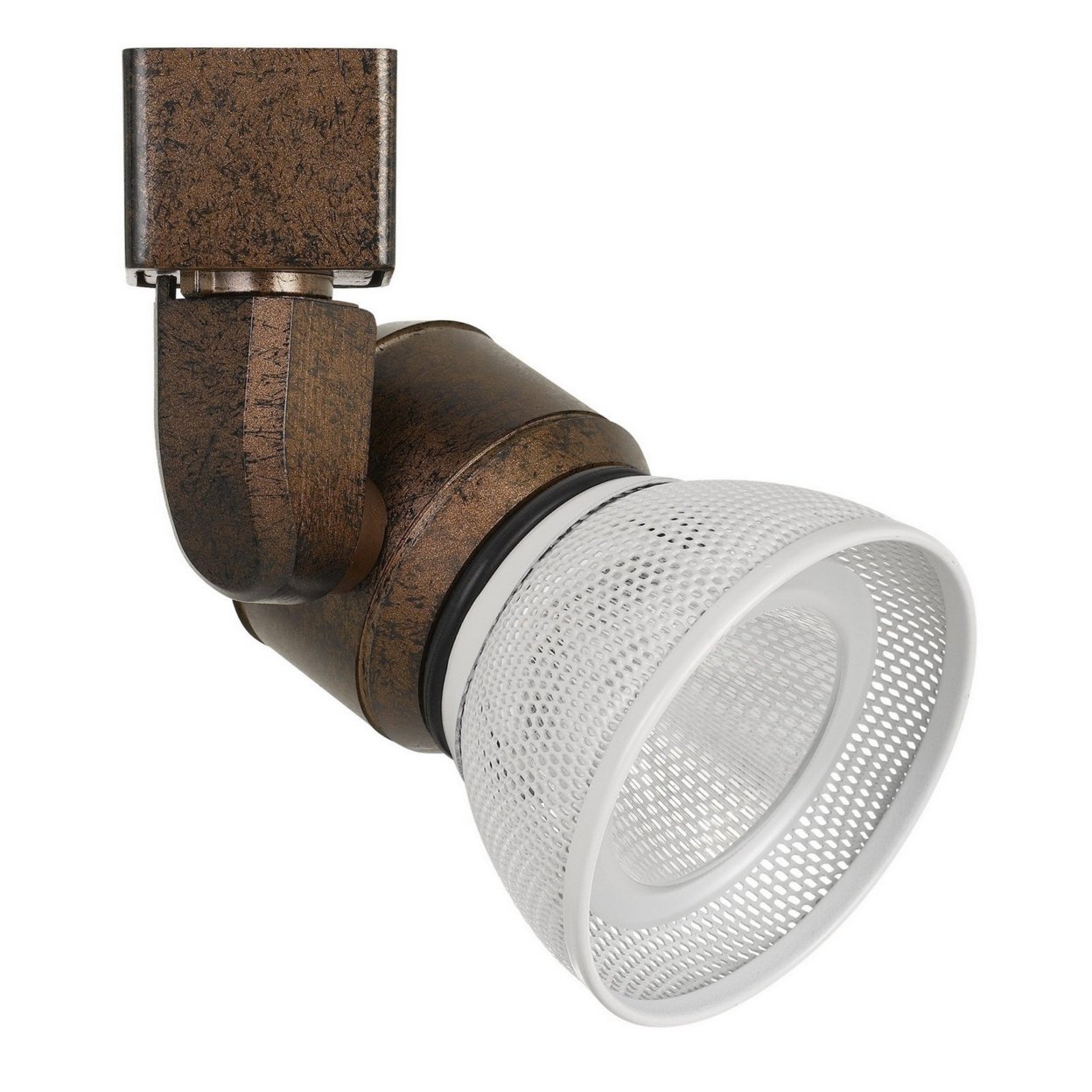 10W Integrated LED Metal Track Fixture With Mesh Head, Bronze And White- Saltoro Sherpi