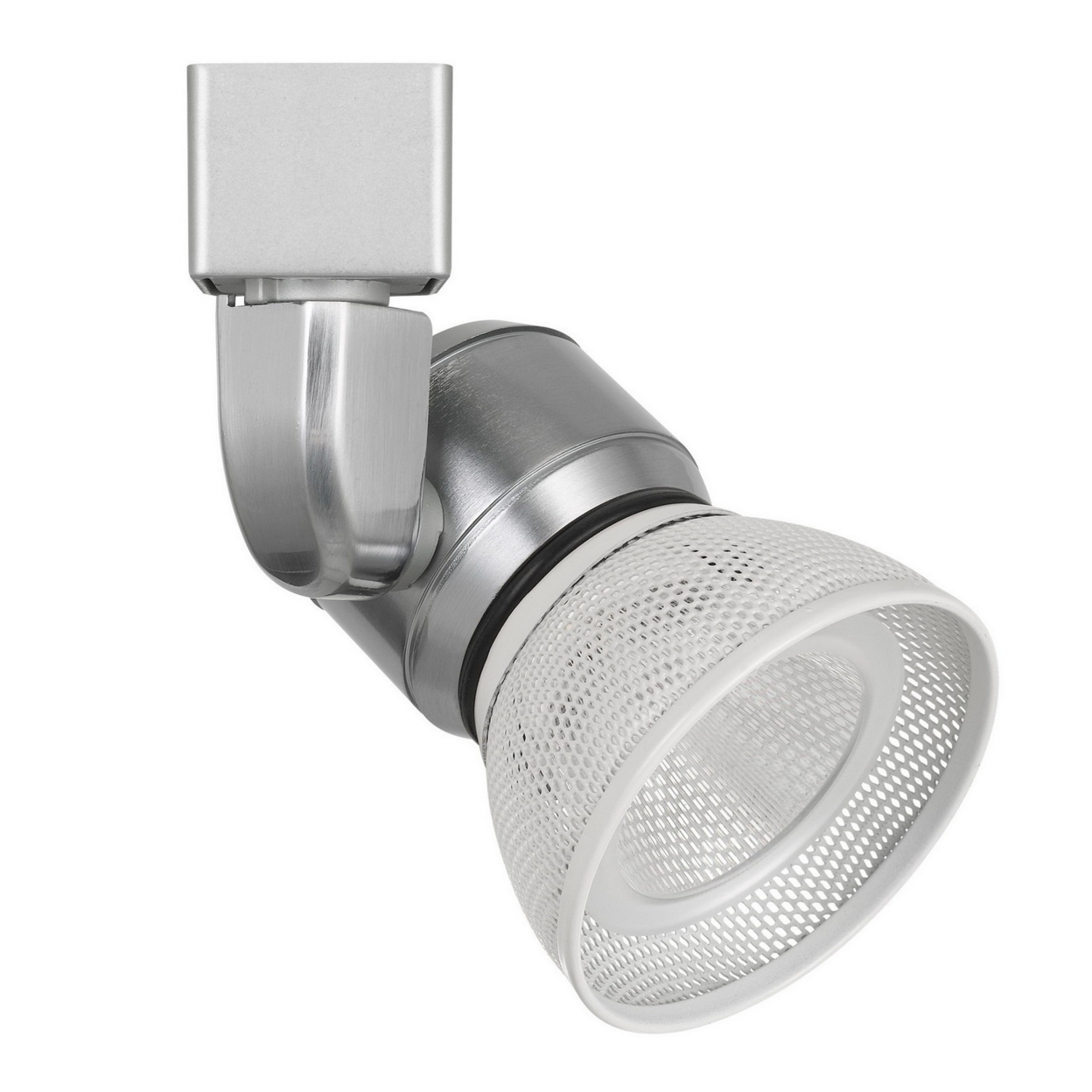 10W Integrated LED Metal Track Fixture With Mesh Head, Silver And White- Saltoro Sherpi