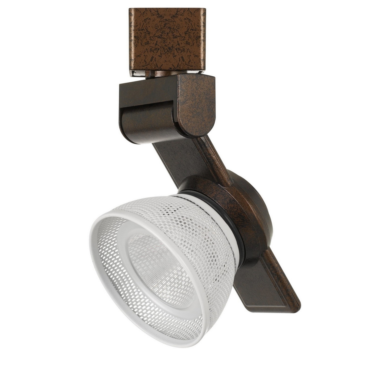 12W Integrated LED Metal Track Fixture With Mesh Head, Bronze And White- Saltoro Sherpi