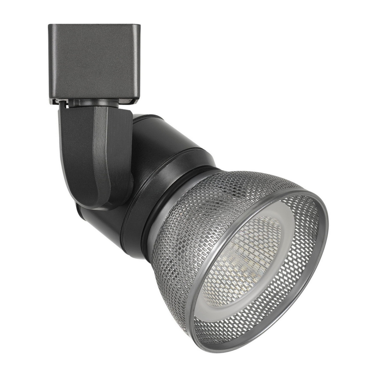 10W Integrated LED Metal Track Fixture With Mesh Head, Black And Silver- Saltoro Sherpi
