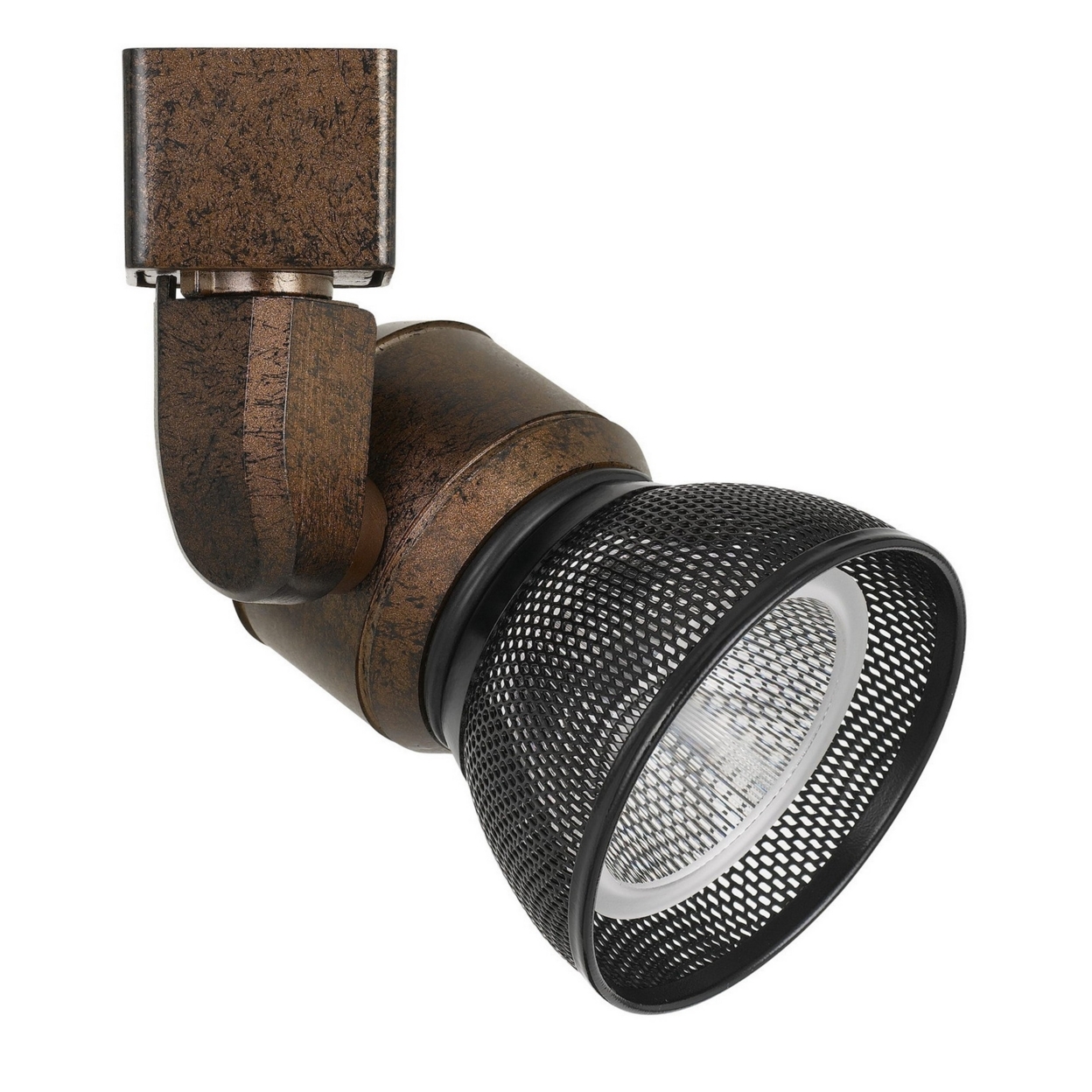 10W Integrated LED Metal Track Fixture With Mesh Head, Bronze And Black- Saltoro Sherpi