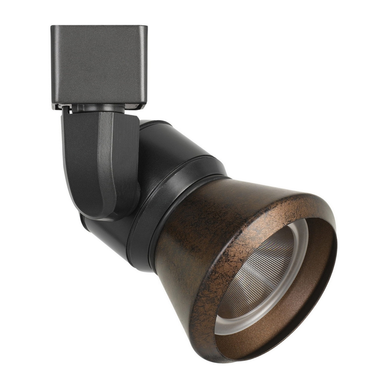 10W Integrated LED Metal Track Fixture With Cone Head, Black And Bronze- Saltoro Sherpi