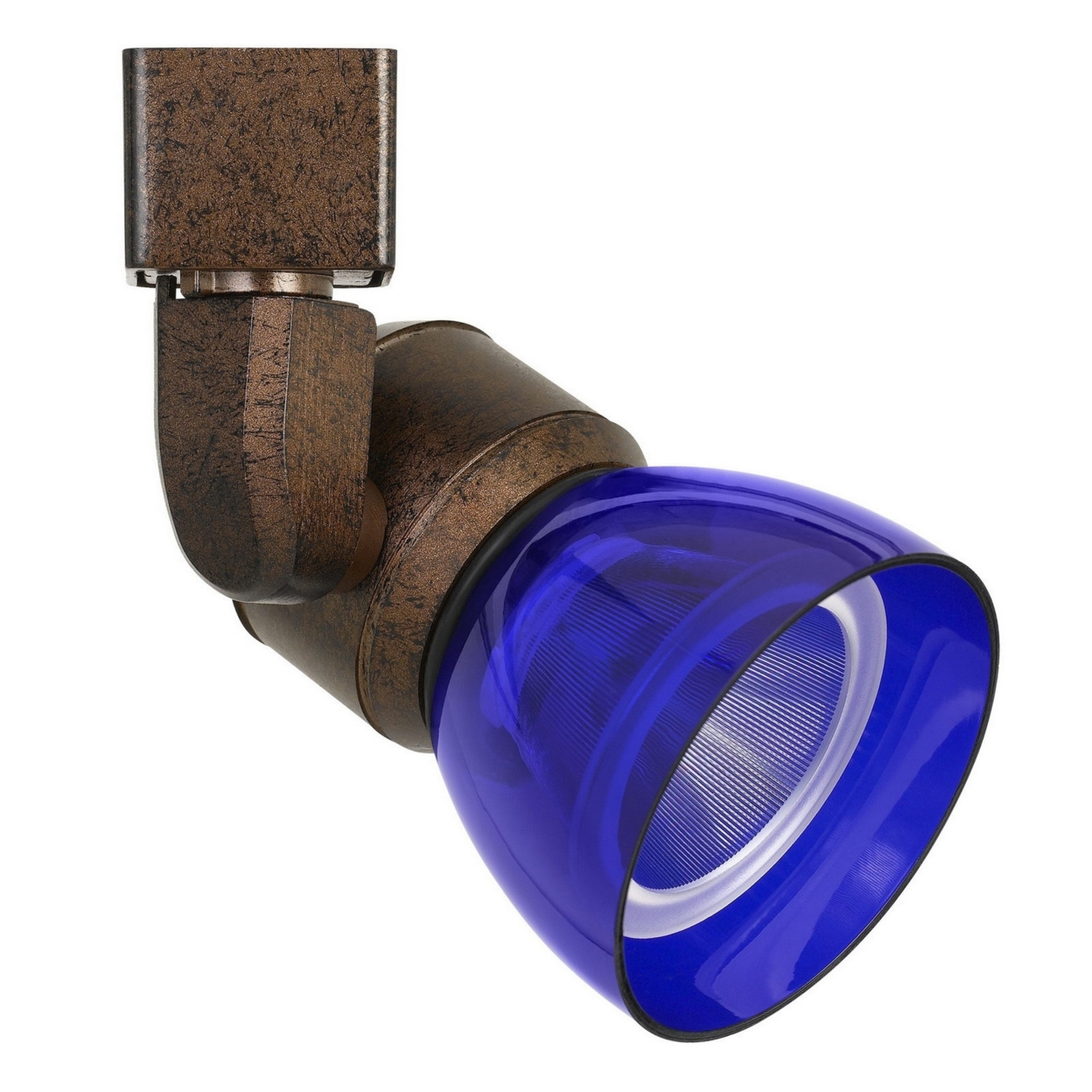 10W Integrated LED Track Fixture With Polycarbonate Head, Bronze And Blue- Saltoro Sherpi
