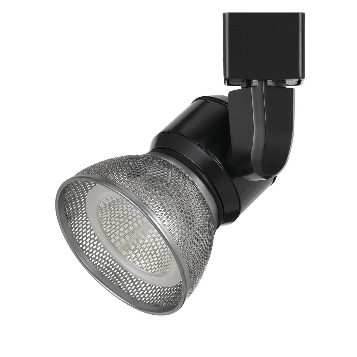Metal Frame LED Track Fixture With Mesh Shade, Black And Silver- Saltoro Sherpi