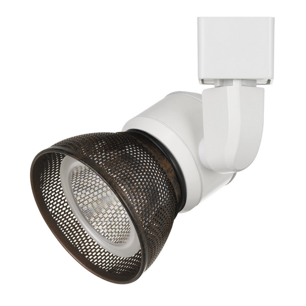 10W Integrated LED Metal Track Fixture With Mesh Head, White And Bronze- Saltoro Sherpi