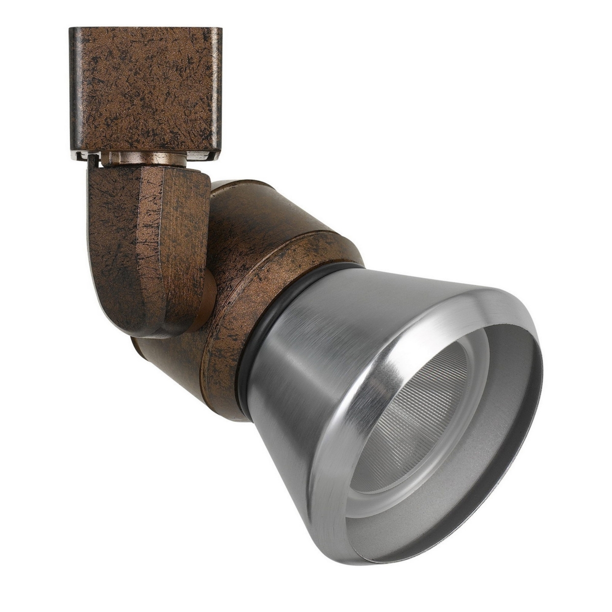 10W Integrated LED Metal Track Fixture With Cone Head, Bronze And Silver- Saltoro Sherpi