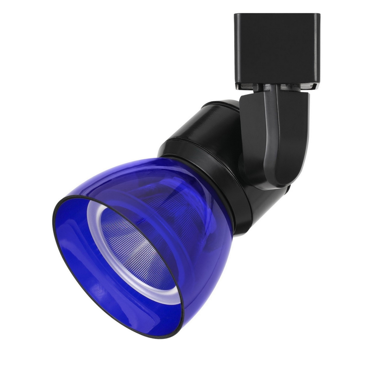 Metal And Clear Polycarbonate LED Track Fixture, Blue And Black- Saltoro Sherpi