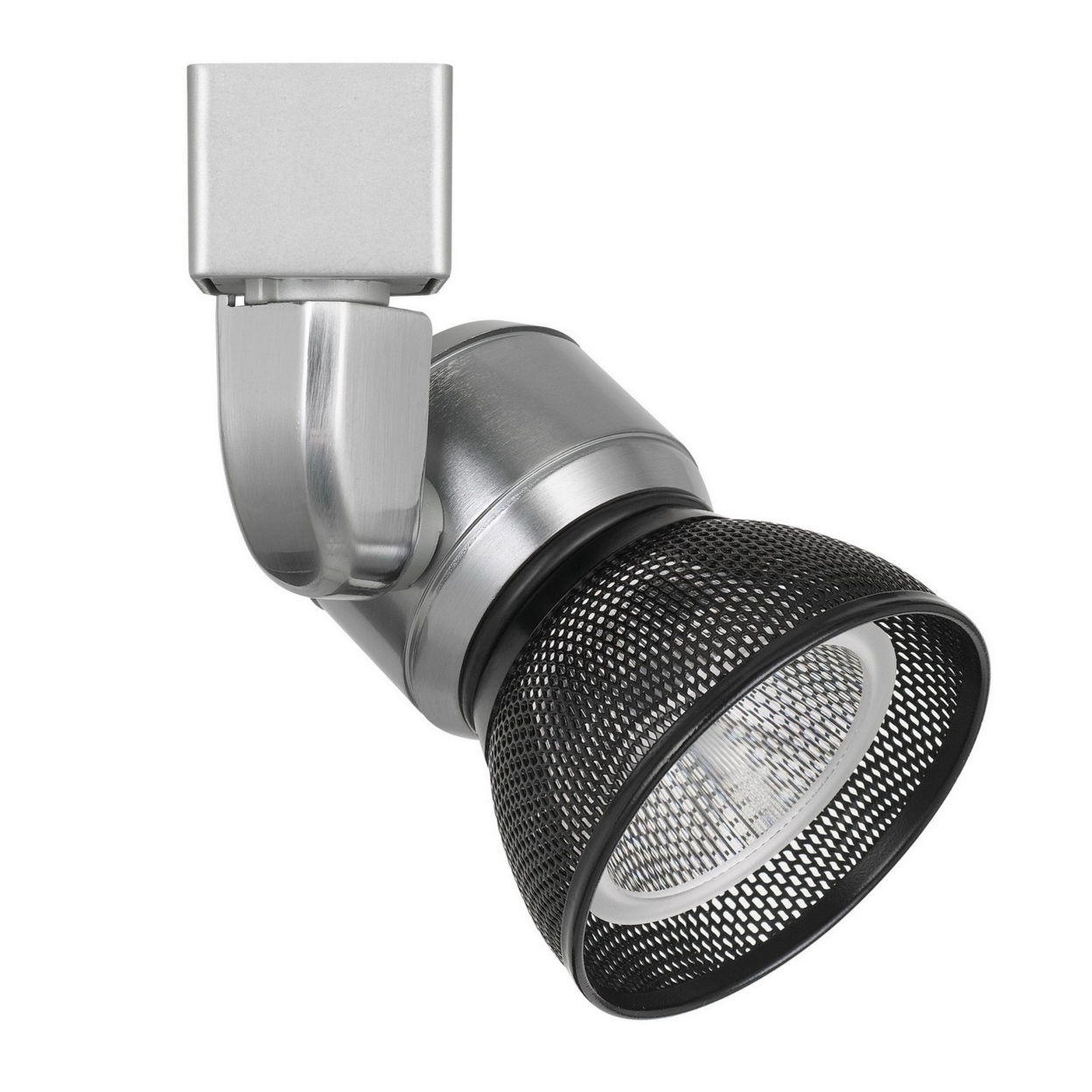 10W Integrated LED Metal Track Fixture With Mesh Head, Silver And Black- Saltoro Sherpi