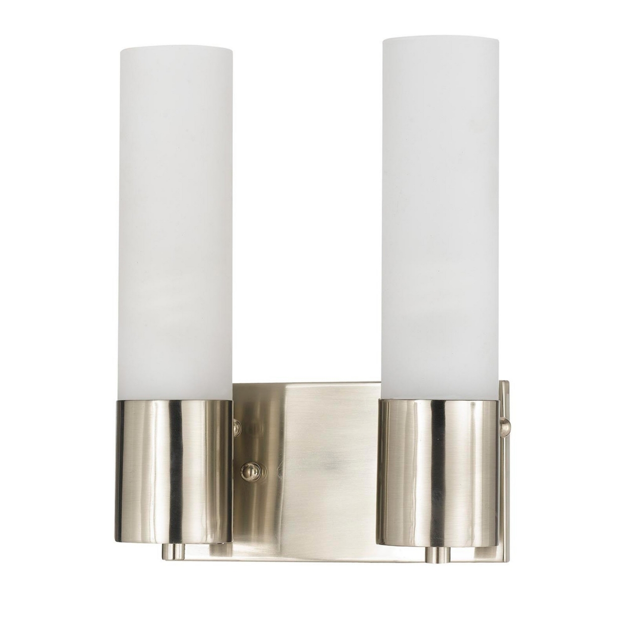 Cylindrical Dual Lighting Wall Lamp With Switch, Set Of 2, Silver And White- Saltoro Sherpi