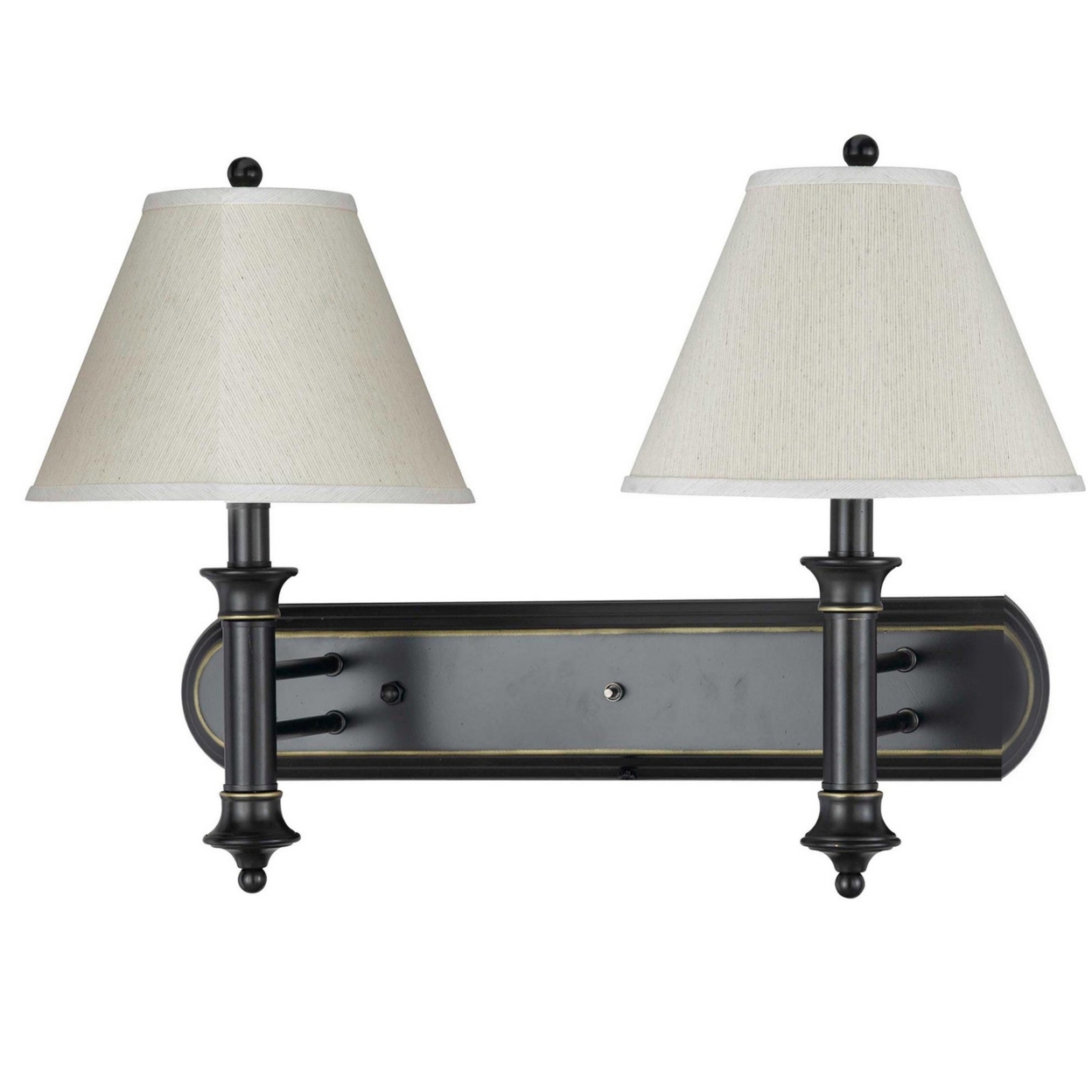 Dual Lighting Wall Lamp Pedestal Legs And Tapered Shade, Black And White- Saltoro Sherpi