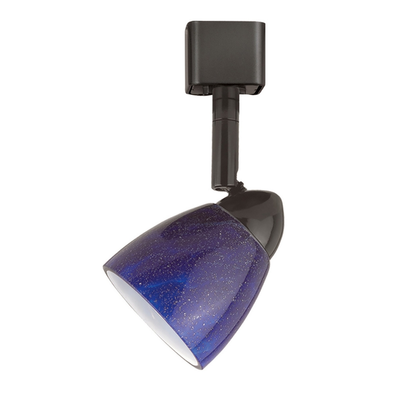 Hand Blown Glass Shade Track Light Head With Metal Frame, Blue And Bronze- Saltoro Sherpi