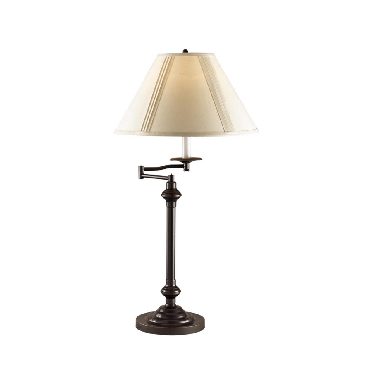 Fabric Wrapped Shade Table Lamp With Metal Base, Set Pf 4, Beige And Bronze- Saltoro Sherpi