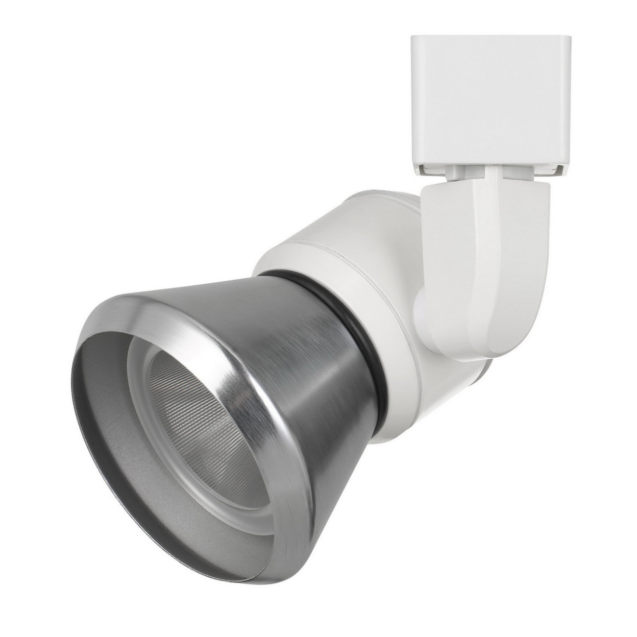 10W Integrated LED Metal Track Fixture With Cone Head, White And Silver- Saltoro Sherpi