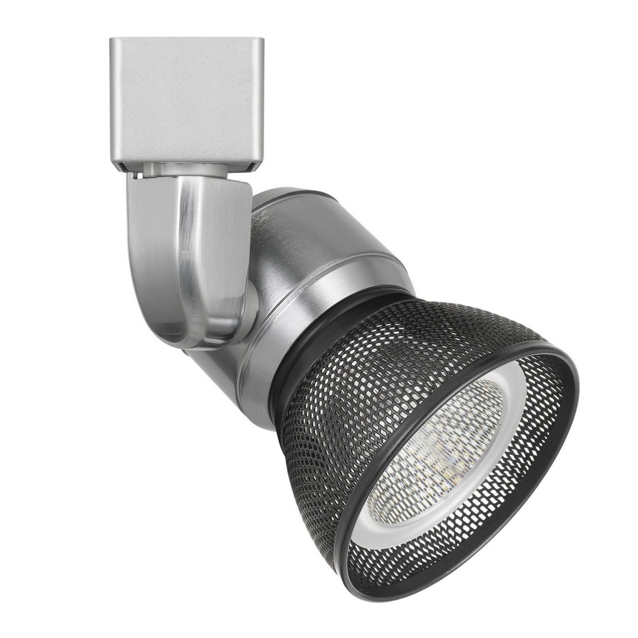 10W Integrated LED Metal Track Fixture With Mesh Head,Silver And Dark Black- Saltoro Sherpi