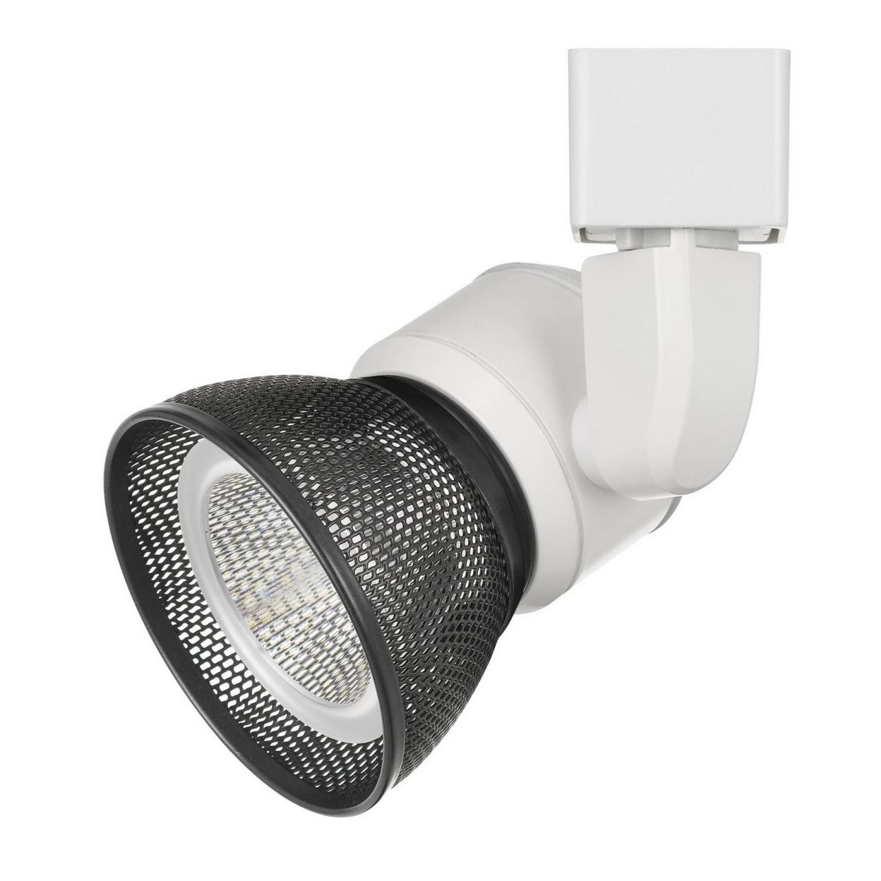 10W Integrated LED Metal Track Fixture With Mesh Head, White And Black- Saltoro Sherpi