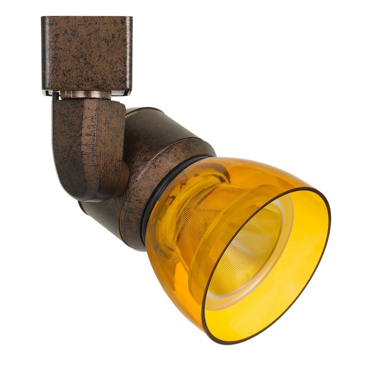 10W Integrated LED Track Fixture With Polycarbonate Head, Bronze And Yellow- Saltoro Sherpi