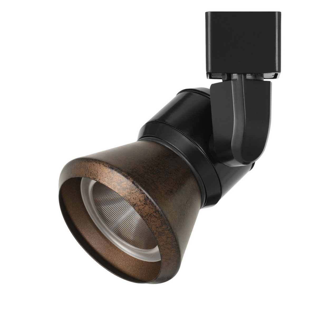 Metal Frame LED Track Fixture With Conical Shade, Black And Bronze- Saltoro Sherpi