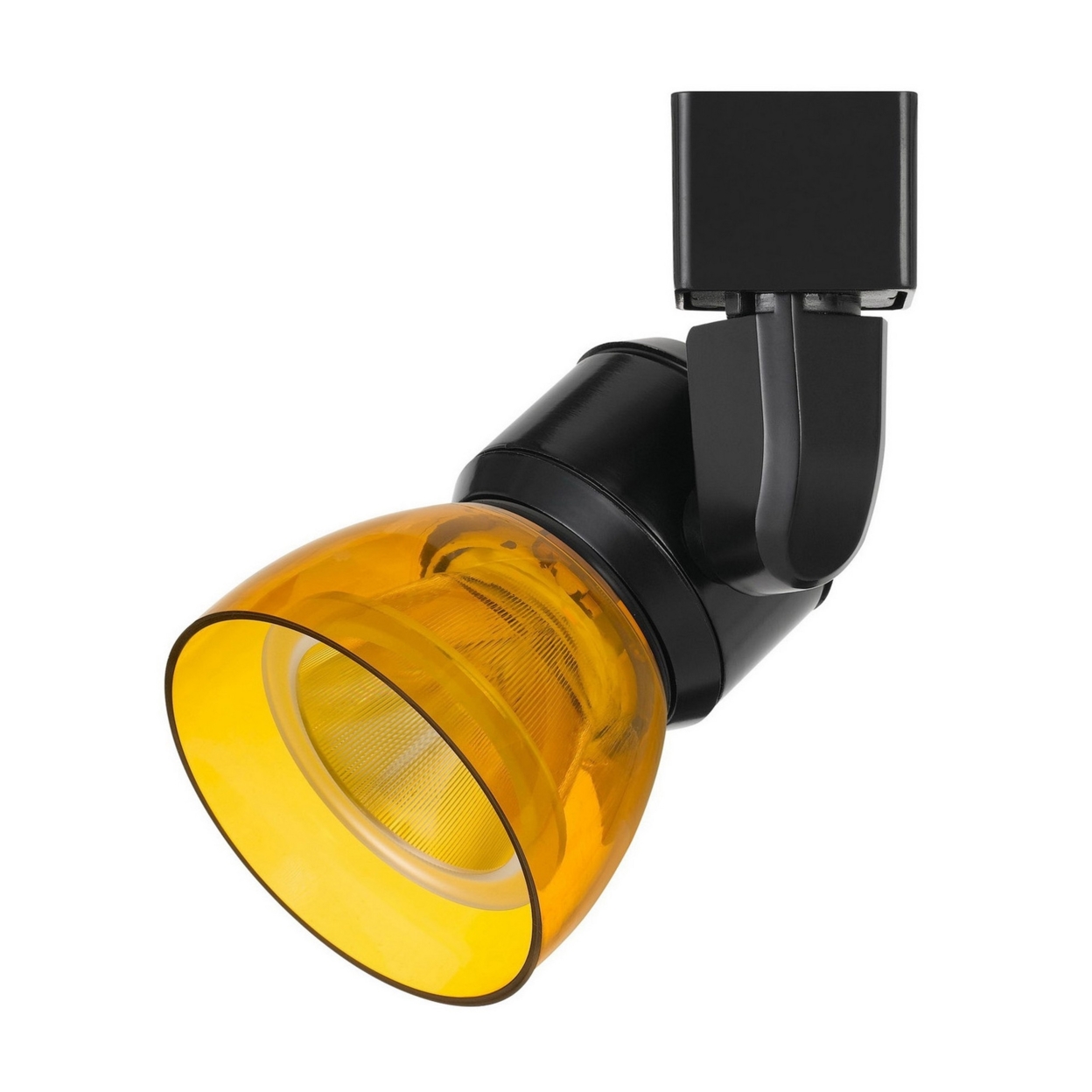 Metal And Clear Polycarbonate LED Track Fixture, Yellow And Black- Saltoro Sherpi