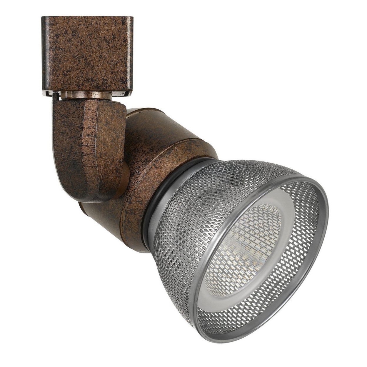 10W Integrated LED Metal Track Fixture With Mesh Head, Bronze And Silver- Saltoro Sherpi