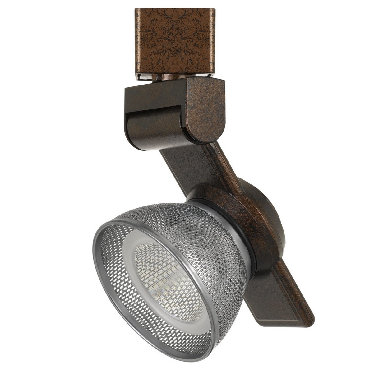 12W Integrated LED Metal Track Fixture With Mesh Head, Bronze And Silver- Saltoro Sherpi