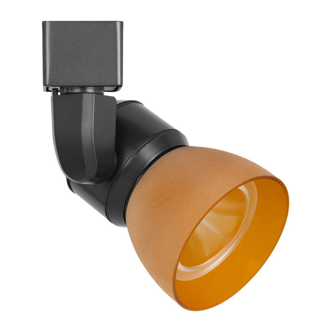 10W Integrated LED Track Fixture With Polycarbonate Head, Black And Orange- Saltoro Sherpi