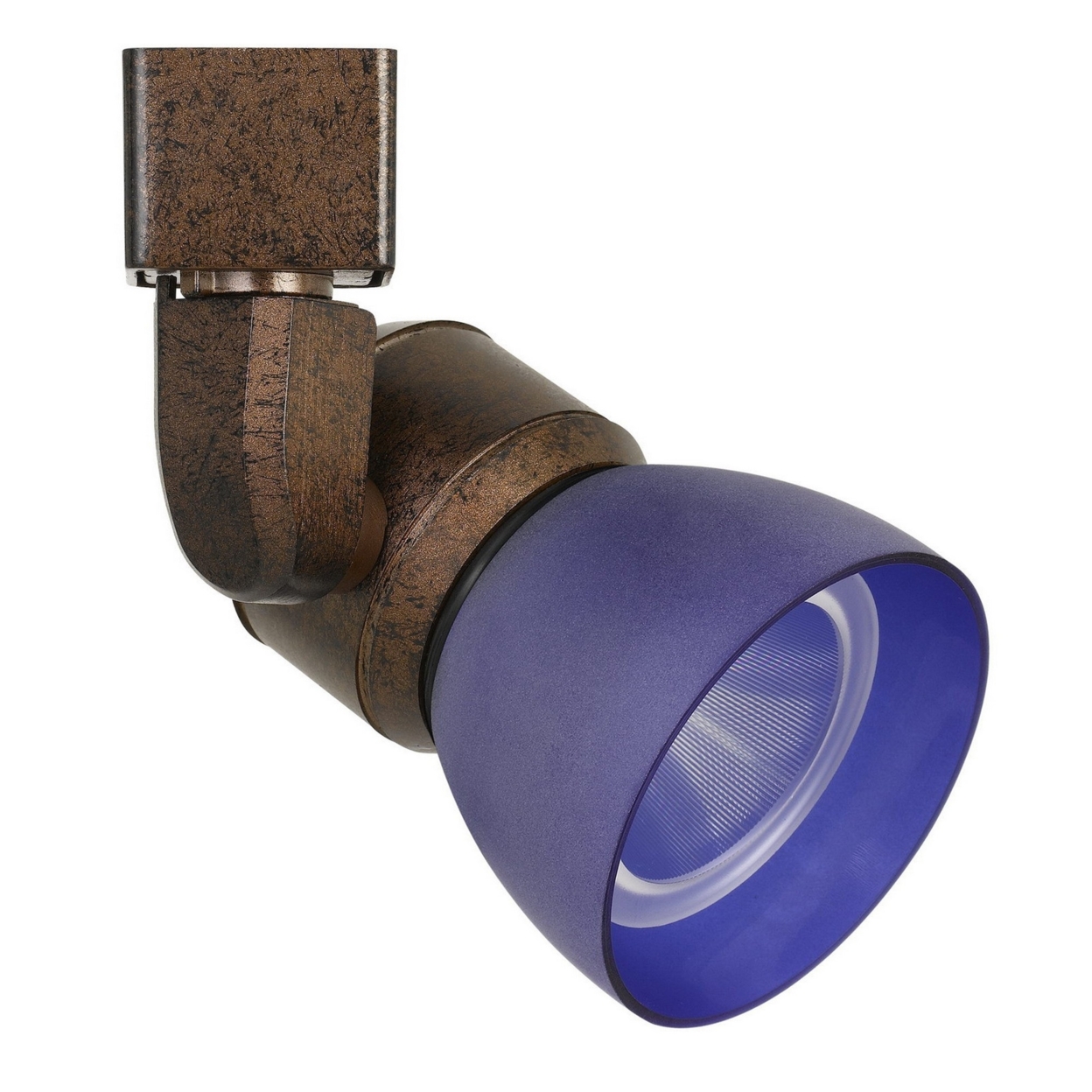 10W Integrated Metal And Polycarbonate LED Track Fixture, Bronze And Blue- Saltoro Sherpi