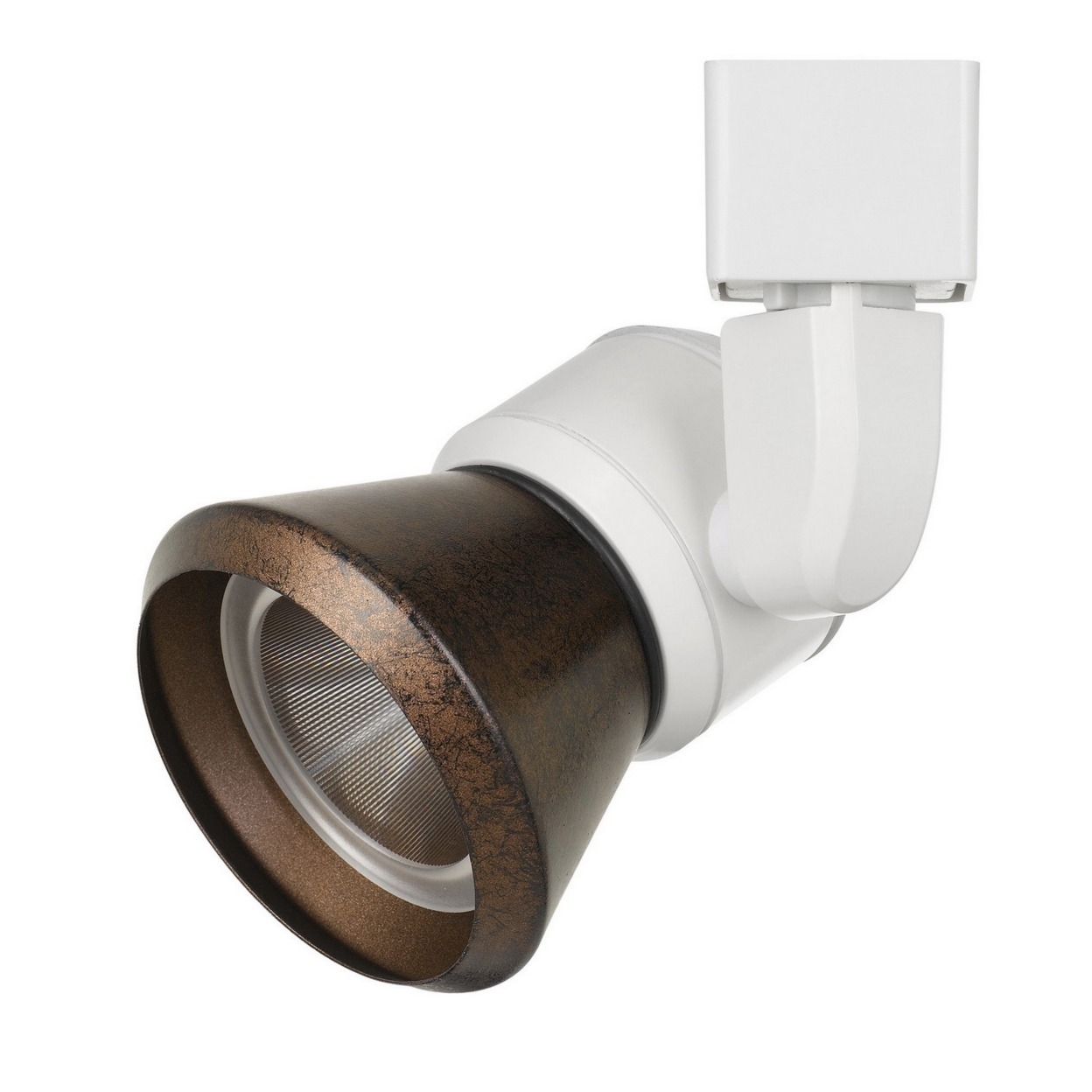 10W Integrated LED Metal Track Fixture With Cone Head, White And Bronze- Saltoro Sherpi