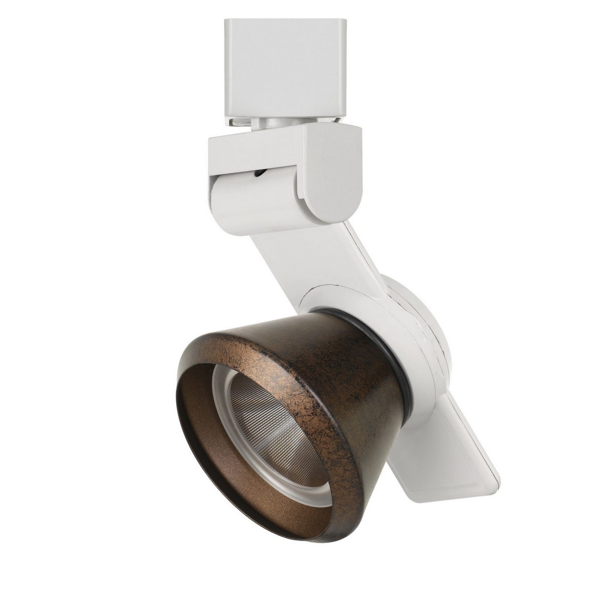 12W Integrated LED Metal Track Fixture With Cone Head, White And Bronze- Saltoro Sherpi